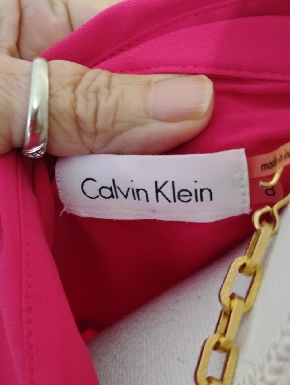 Calvin Klein Hot Pink Button-Front Midi Shirt Dress - Picture 7 of 7